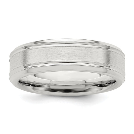 Sterling Silver 6mm Brushed Fancy Band Size 7.5