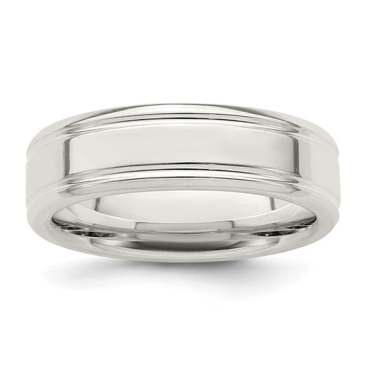 Sterling Silver 6mm Polished Fancy Band Size 7