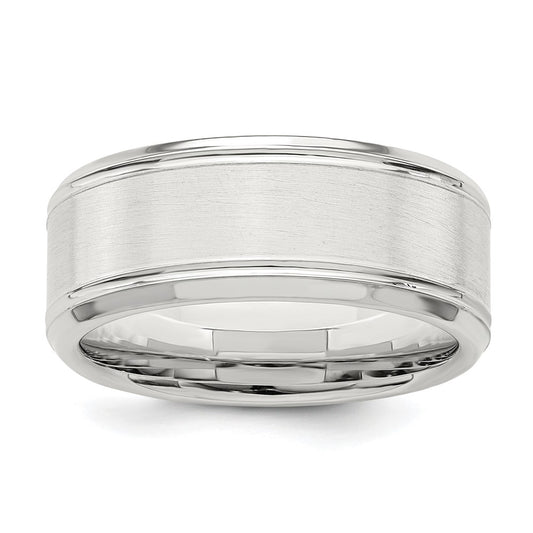 Sterling Silver 8mm Brushed Fancy Band Size 11.5