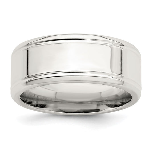 Sterling Silver 8mm Polished Fancy Band Size 7.5