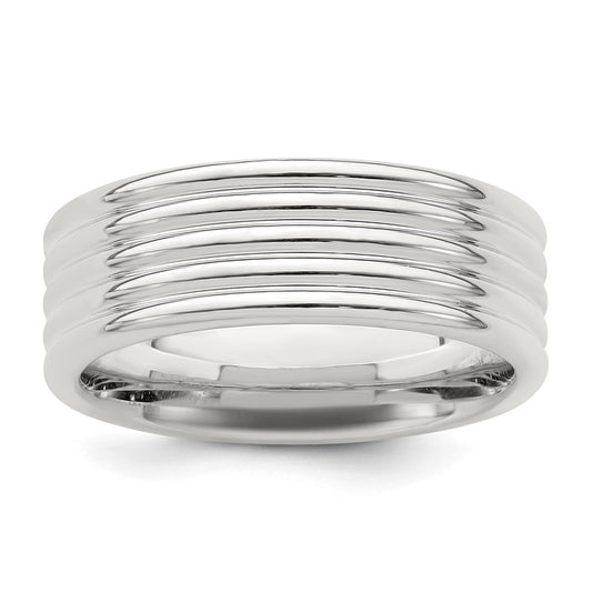 Sterling Silver 7mm Polished Fancy Band Size 10.5