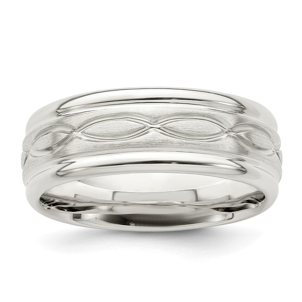 Sterling Silver 7mm Brushed Intertwined Band Size 9