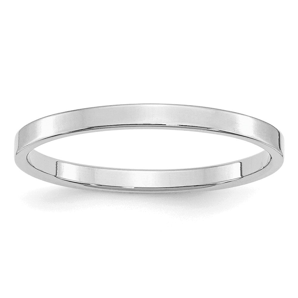 Sterling Silver Rhodium-plated 2mm Flat Size 5.5 Band