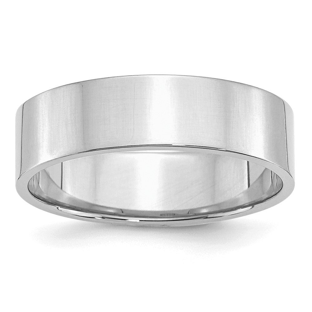 Sterling Silver Rhodium-plated 6mm Flat Size 6.5 Band