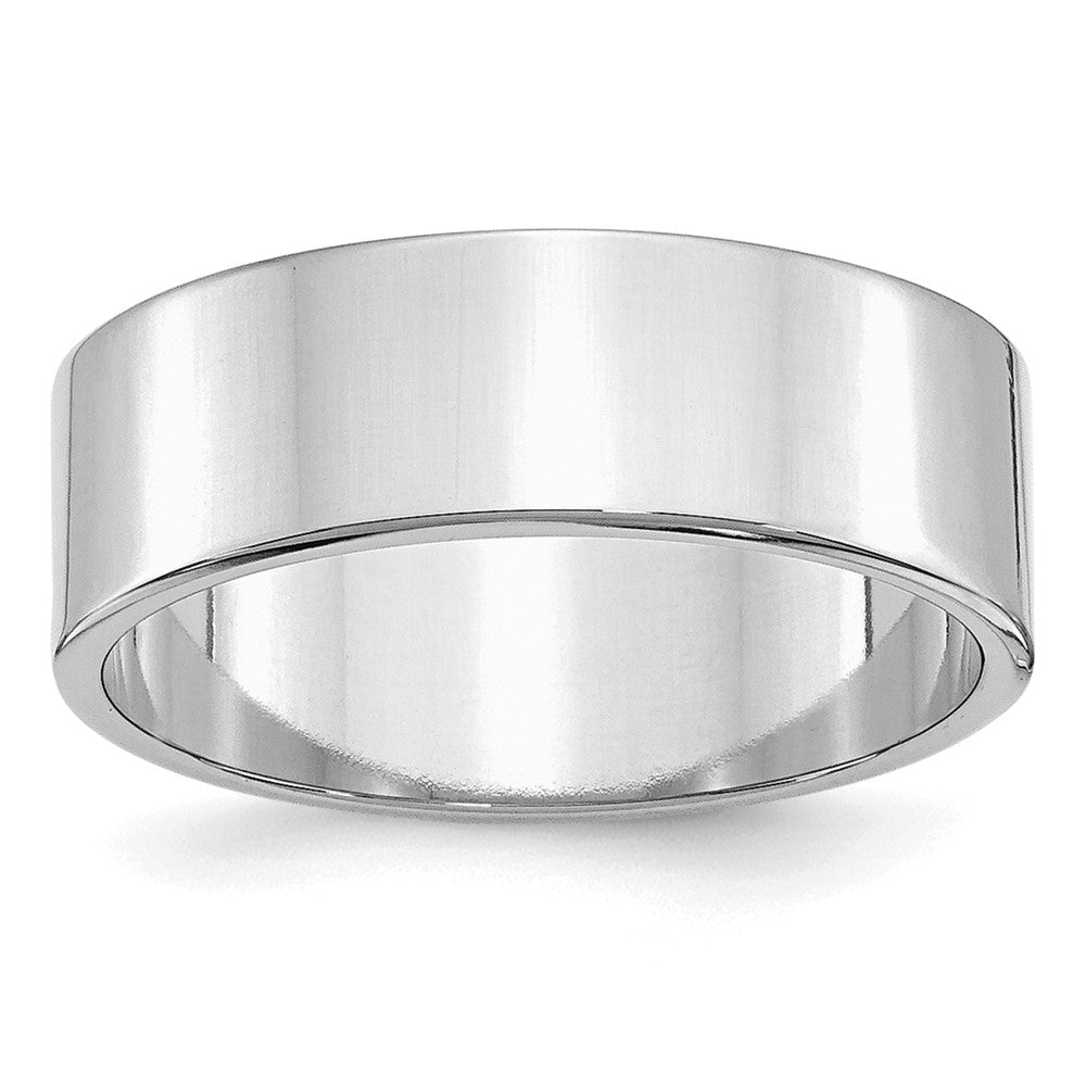 Sterling Silver Rhodium-plated 7mm Flat Size 7.5 Band
