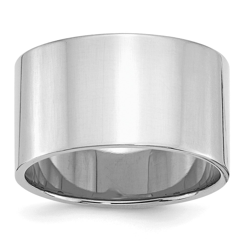 Sterling Silver Rhodium-plated 12mm Flat Size 10.5 Band