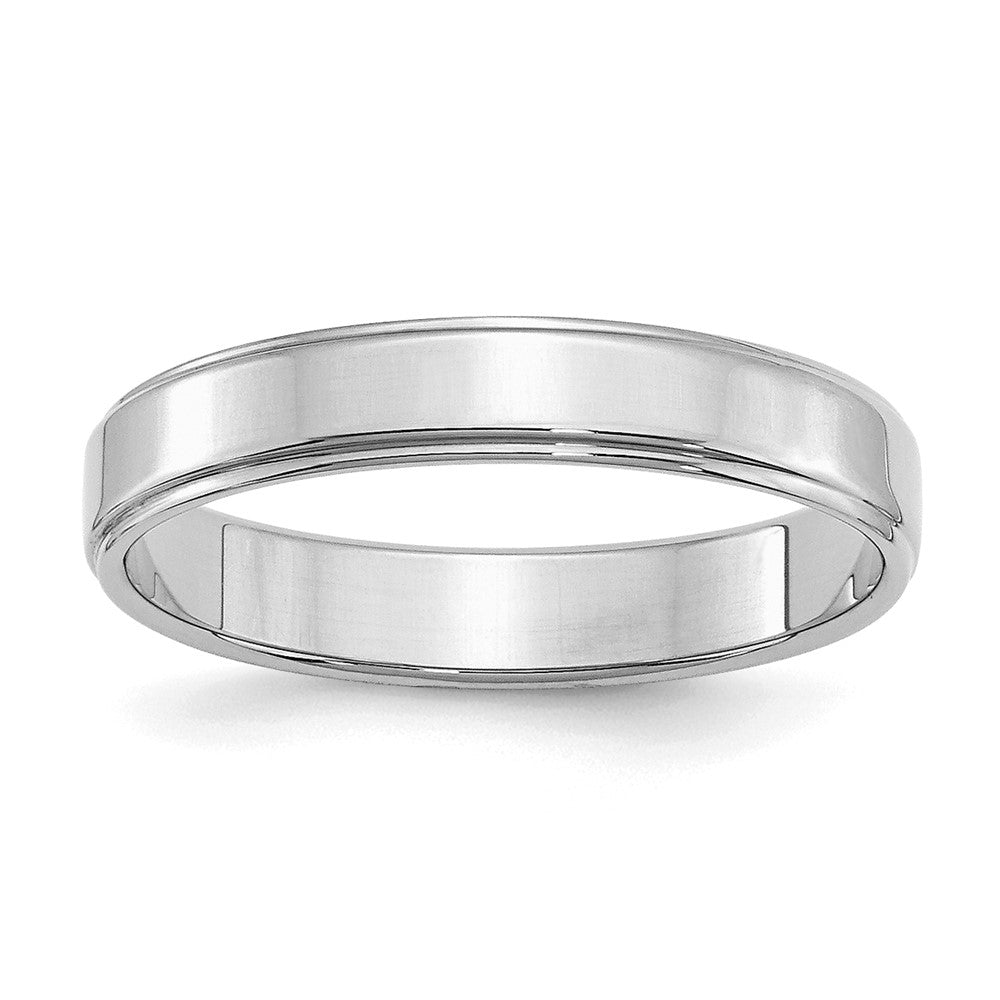 Sterling Silver Rhodium-plated 4mm Flat w/ Step Edge Size 7.5 Band