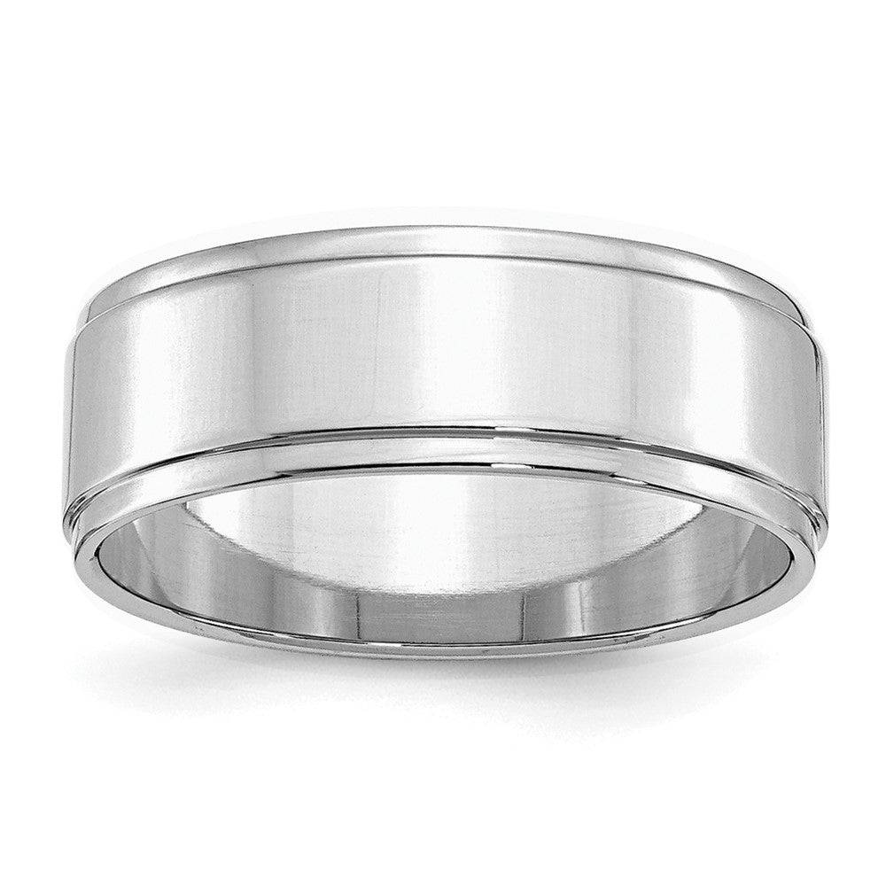 Sterling Silver Rhodium-plated 7mm Flat w/ Step Edge Size 12 Band