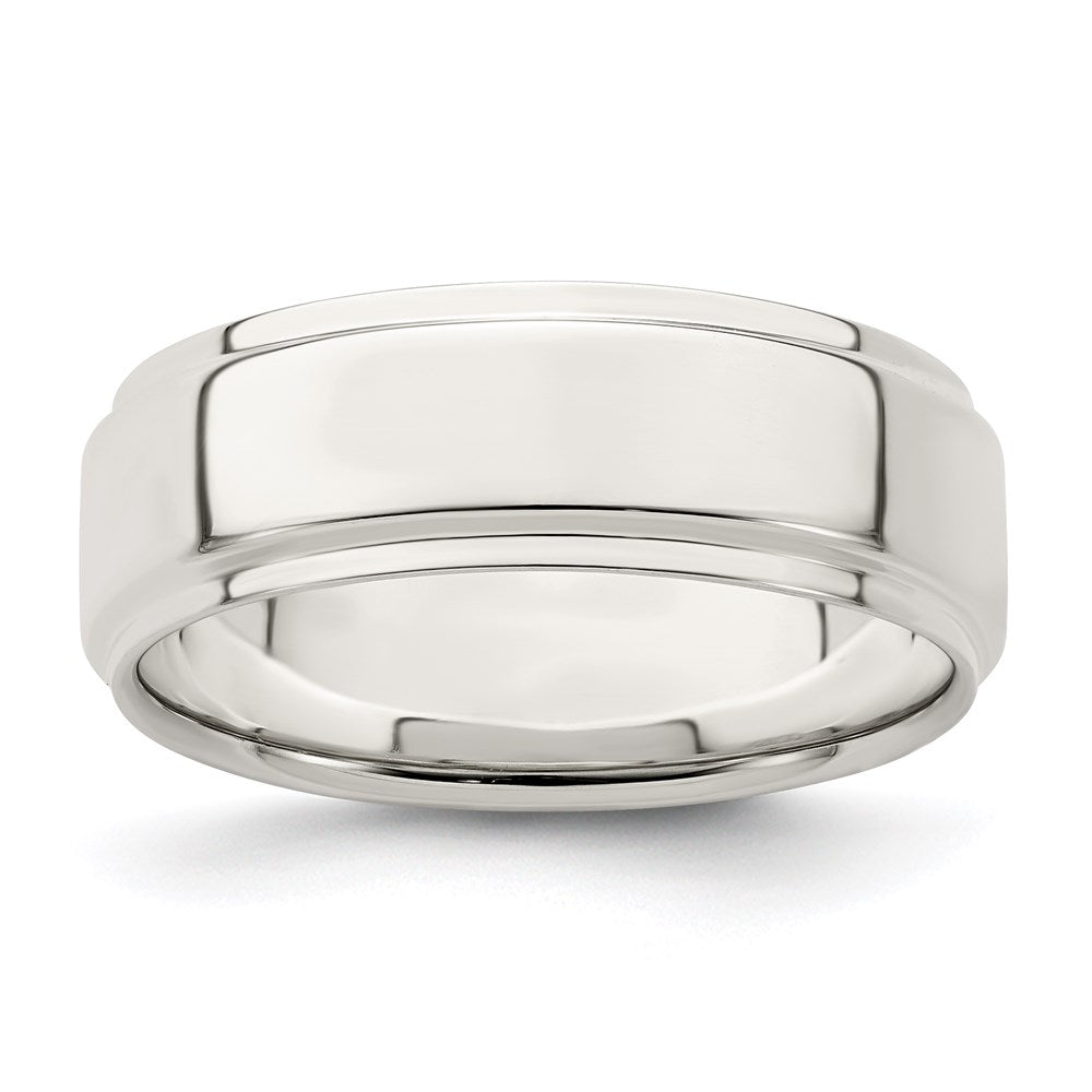 Sterling Silver 7mm Flat w/ Step Edge Size 8.5 Band