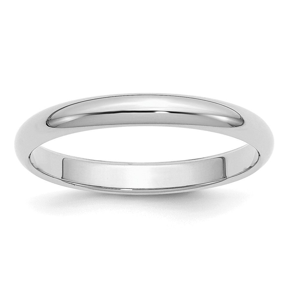 Sterling Silver Rhodium-plated 3mm Half-Round Size 6.5 Band