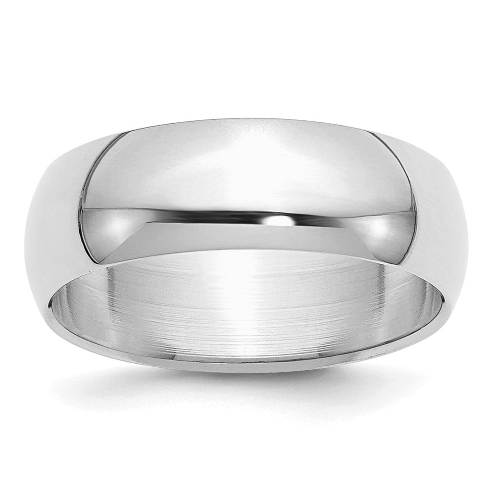 Sterling Silver Rhodium-plated 7mm Half-Round Size 10 Band