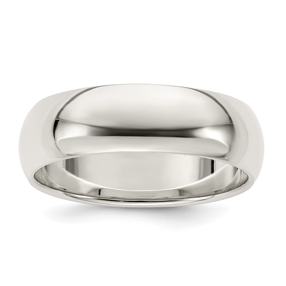 Sterling Silver 7mm Half-Round Size 8 Band