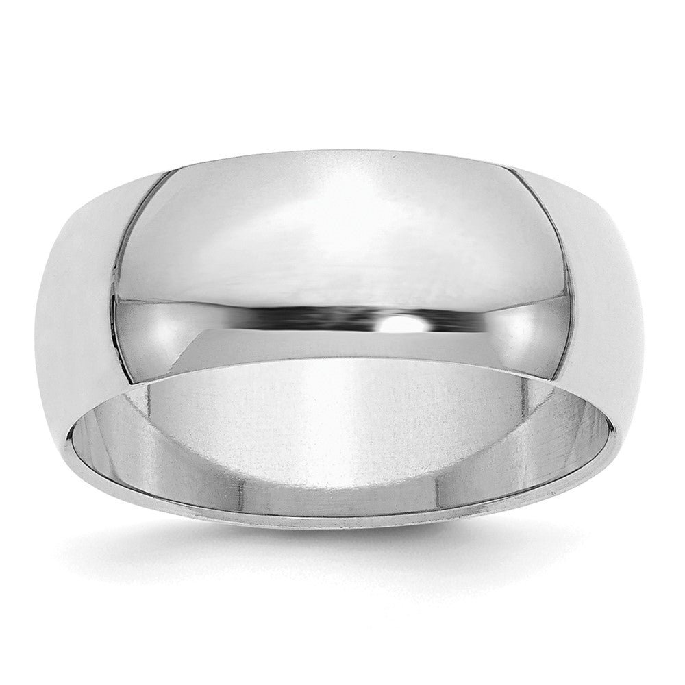 Sterling Silver Rhodium-plated 8mm Half-Round Size 5 Band