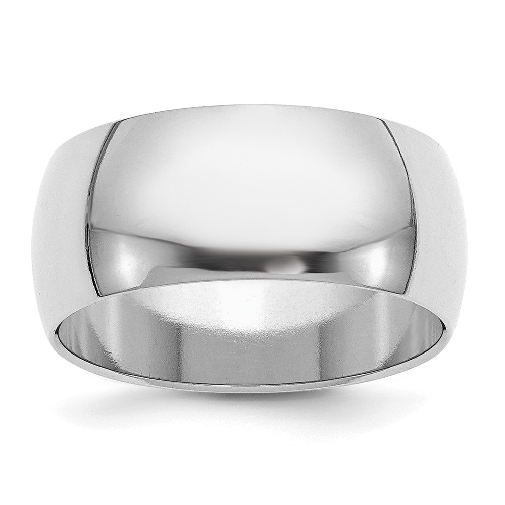 Sterling Silver Rhodium-plated 9mm Half-Round Size 10.5 Band