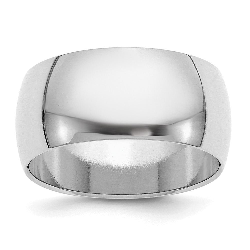 Sterling Silver Rhodium-plated 10mm Half-Round Size 10.5 Band