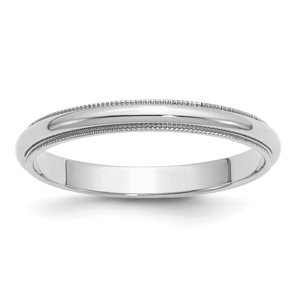 Sterling Silver Rhodium-plated 3mm Half Round Milgrain Size 4 Band