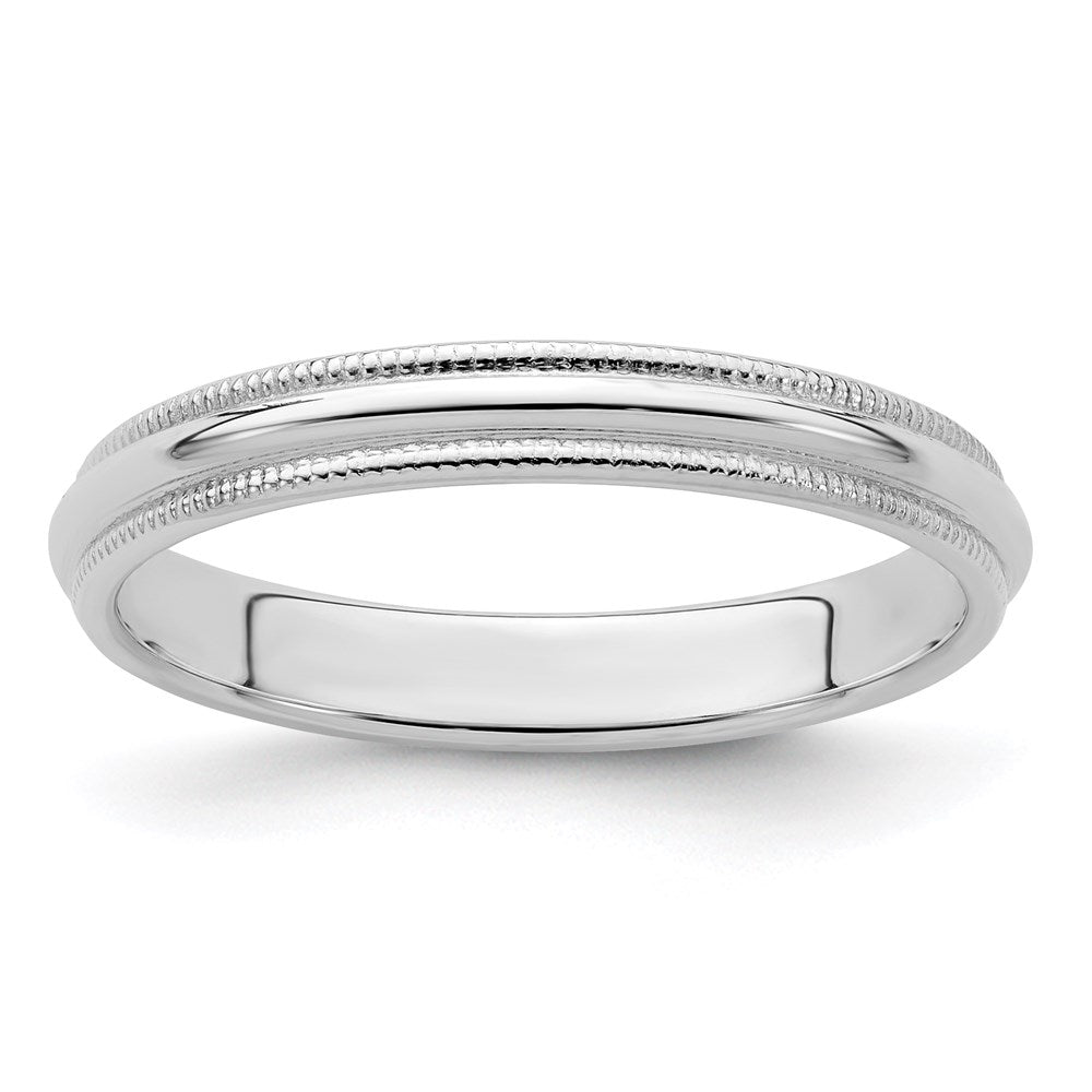 Sterling Silver 3mm Half Round Milgrain Size 6 Band