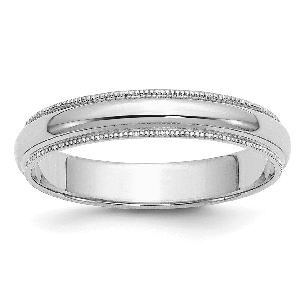 Sterling Silver Rhodium-plated 4mm Half Round Milgrain Size 8 Band