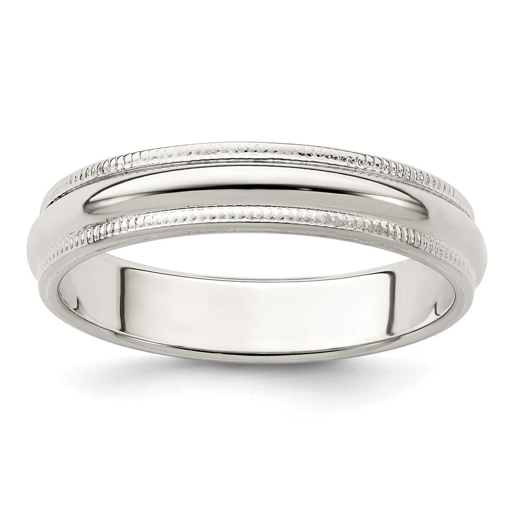 Sterling Silver 4mm Half Round Milgrain Size 4.5 Band