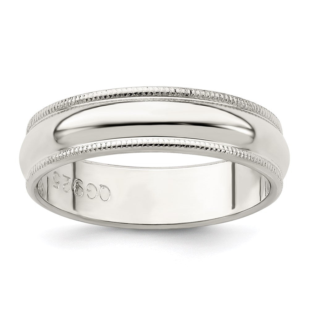 Sterling Silver 5mm Half Round Milgrain Size 13 Band