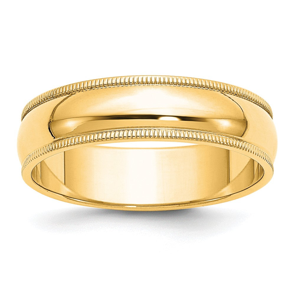 Sterling Silver Gold-plated 6mm Half Round Milgrain Band