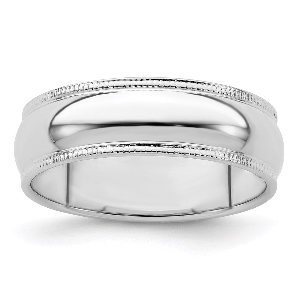 Sterling Silver 6mm Half Round Milgrain Size 6 Band