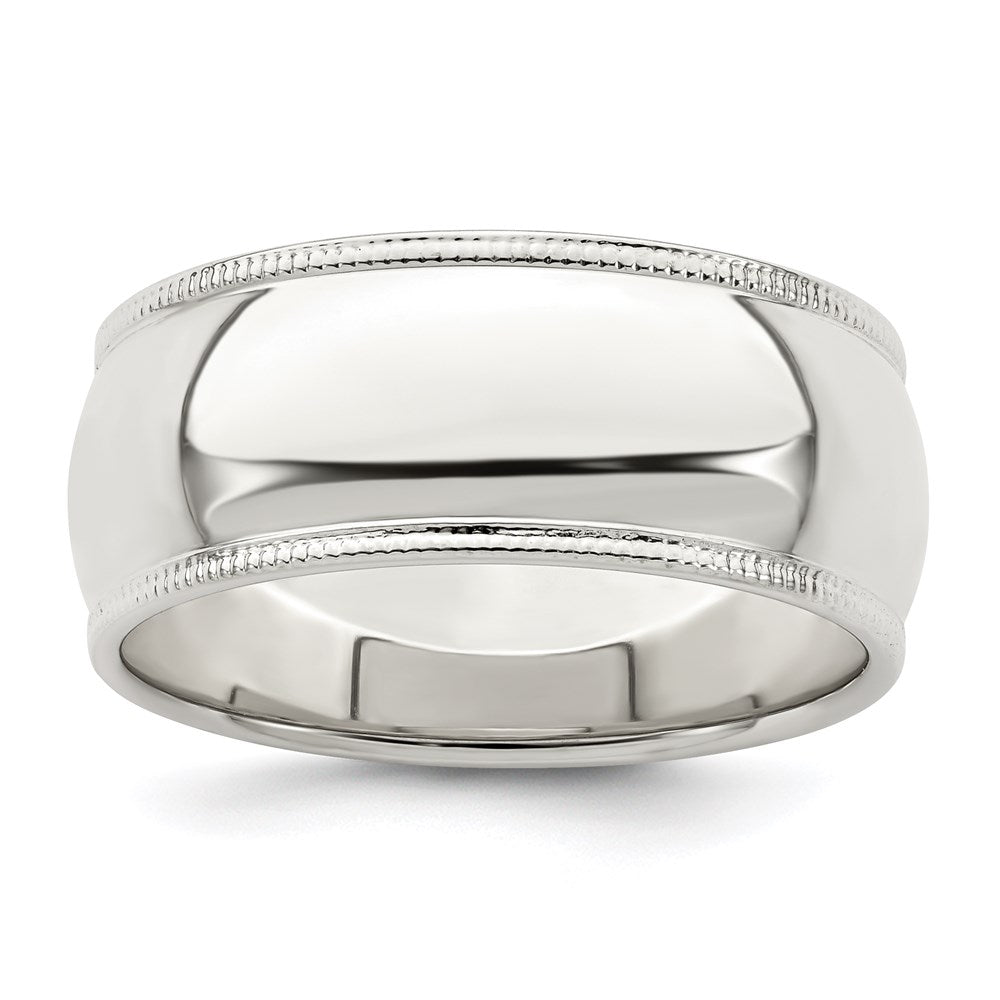 Sterling Silver 8mm Half Round Milgrain Size 11.5 Band