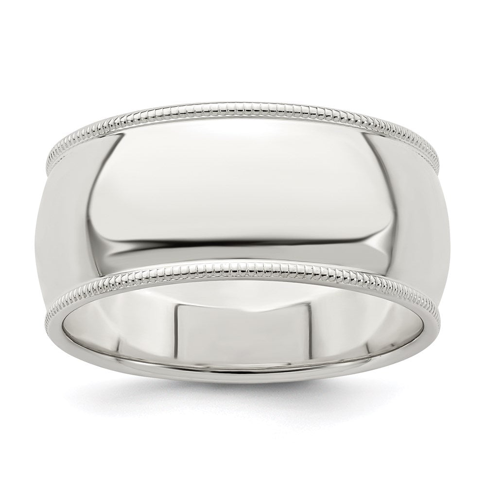 Sterling Silver 9mm Half Round Milgrain Size 4.5 Band