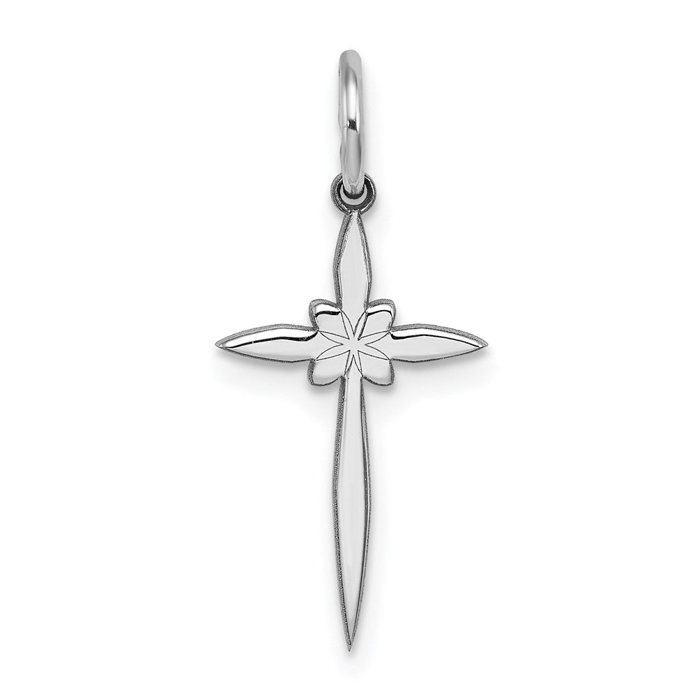 Sterling Silver Rhodium-plated Laser Cut Cross Charm
