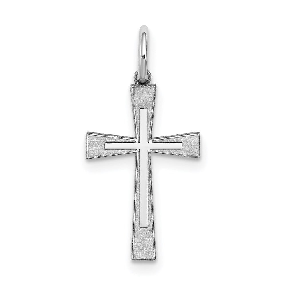 Sterling Silver Rhodium-plated Laser Cut Cross Charm