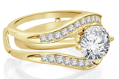 10K YELLOW GOLD SOLITAIRE ENHANCER .55 CARAT DIAMOND RING GUARD WRAP WEDDING BAND