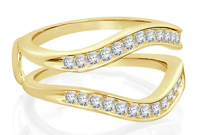 10K YELLOW GOLD SOLITAIRE ENHANCER .55 CARAT DIAMOND RING GUARD WRAP WEDDING BAND