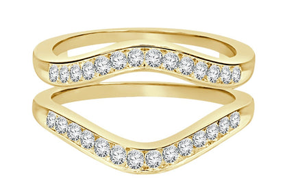 10K YELLOW GOLD SOLITAIRE ENHANCER .55 CARAT DIAMOND RING GUARD WRAP WEDDING BAND