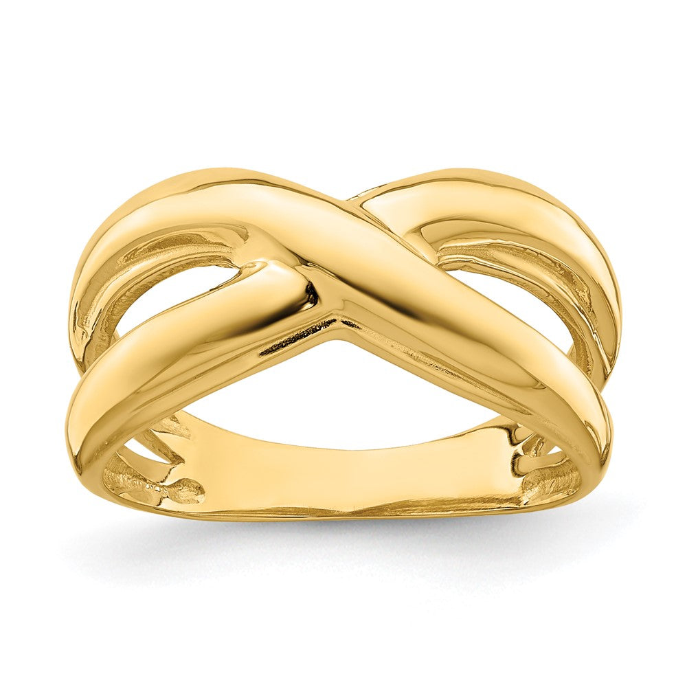 14K Polished w/ Cut Out Sides X Dome Ring