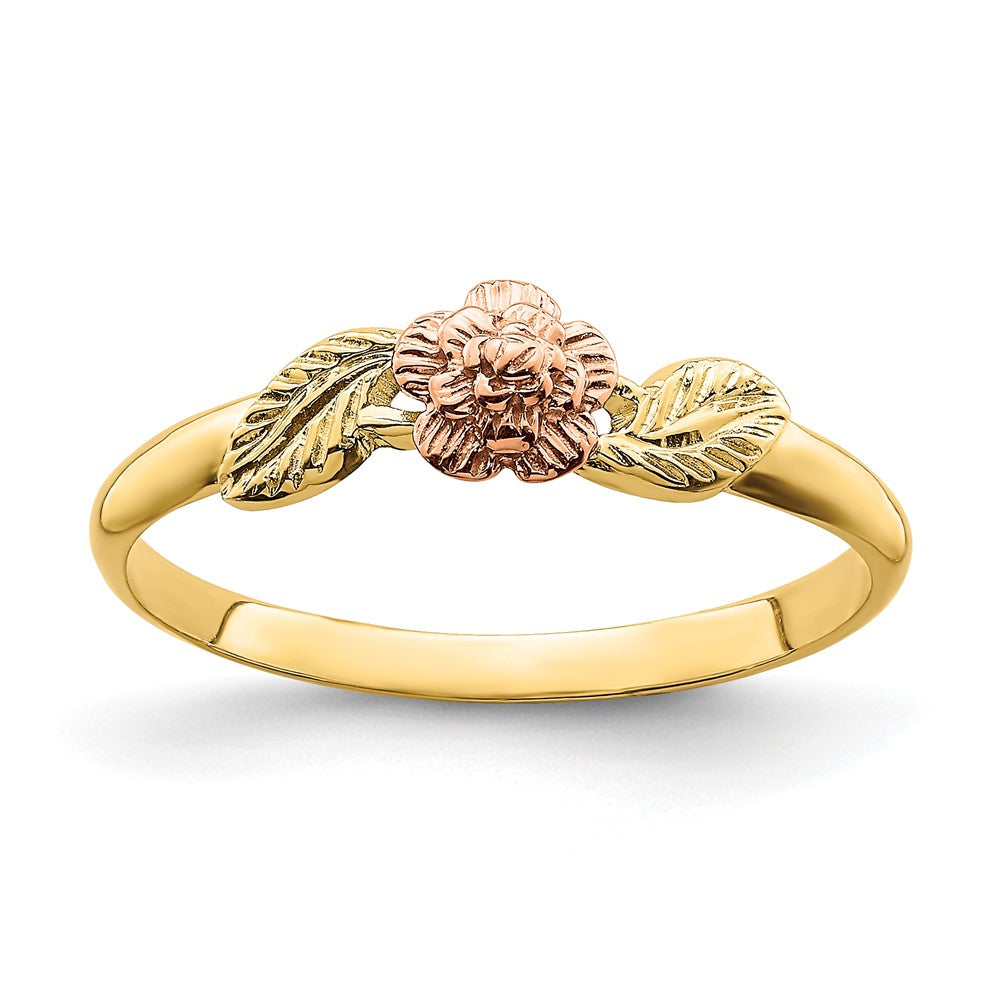 14k Two Tone D/C Leaves w/ Flower Ring