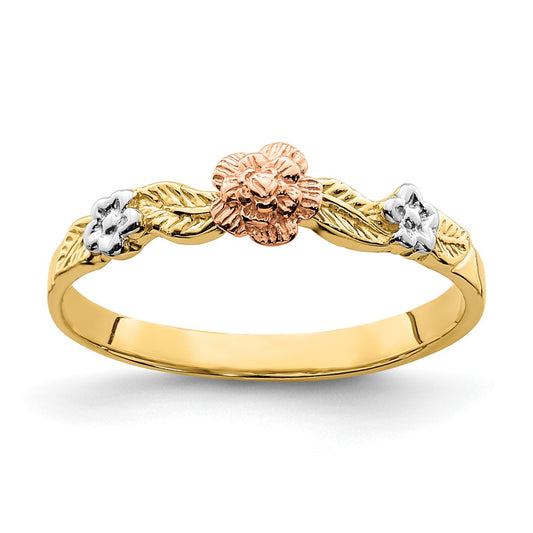 14k Two-Tone w/White Rhodium Flower Ring