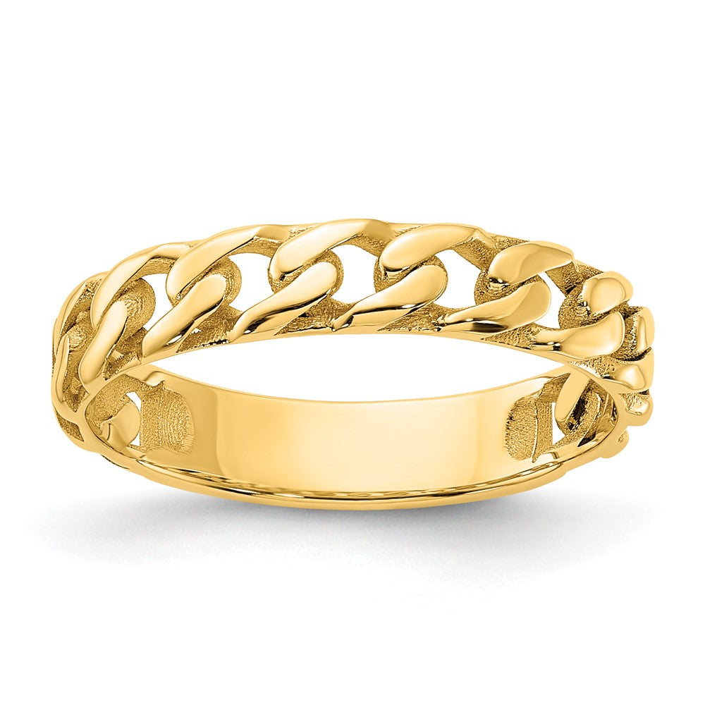 14k Polished 4mm Curb Link Ring Size 8.5