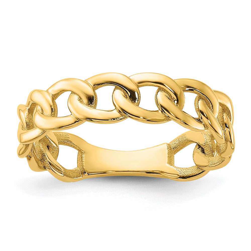 14k Polished 5mm Curb Link Ring Size 5