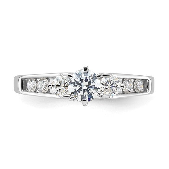 14K White Gold (Holds 1/2 carat (5.2mm) Round Center) 1/4 carat Diamond Semi-Mount Engagement Ring