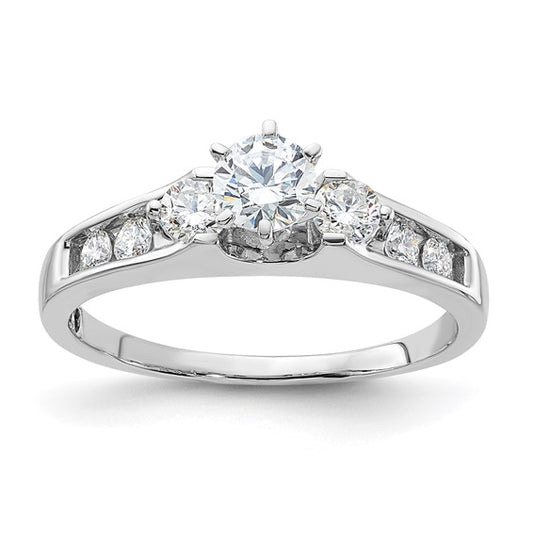 14K White Gold (Holds 1/2 carat (5.2mm) Round Center) 1/4 carat Diamond Semi-Mount Engagement Ring