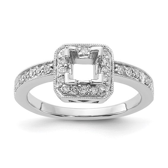 14k White Gold Polished Semi Mount Diamond Engagement Ring