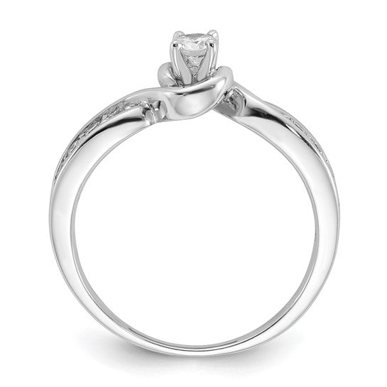 14k White Gold (Holds 1 carat (6.00mm) Cushion Center) 1/4 carat Diamond Semi-Mount Engagement Ring