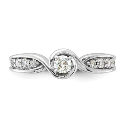 14k White Gold (Holds 1 carat (6.00mm) Cushion Center) 1/4 carat Diamond Semi-Mount Engagement Ring