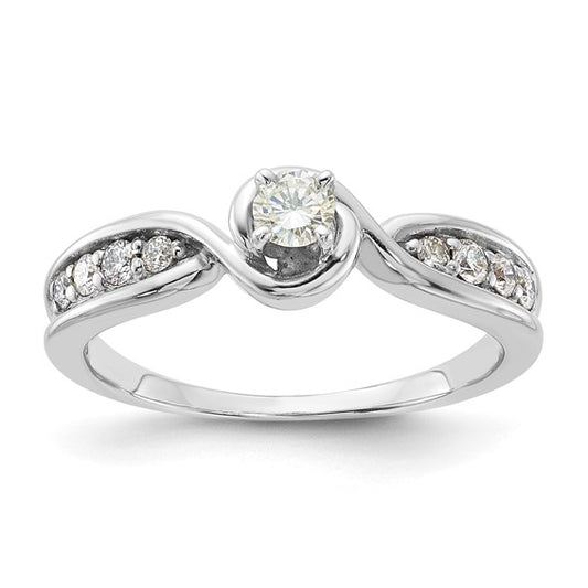 14k White Gold (Holds 1 carat (6.00mm) Cushion Center) 1/4 carat Diamond Semi-Mount Engagement Ring