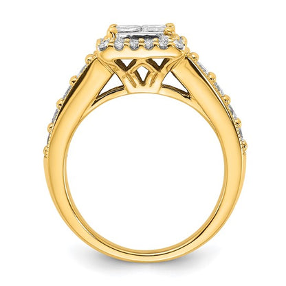 14ky Diamond Princess Cluster Center Halo Engagement Ring