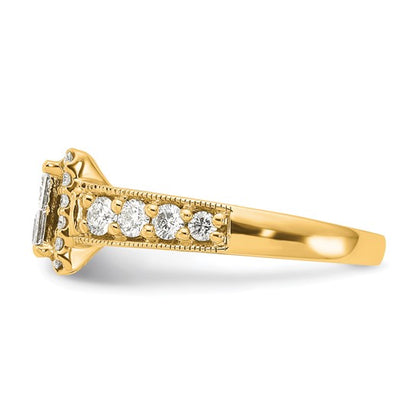 14ky Diamond Princess Cluster Center Halo Engagement Ring