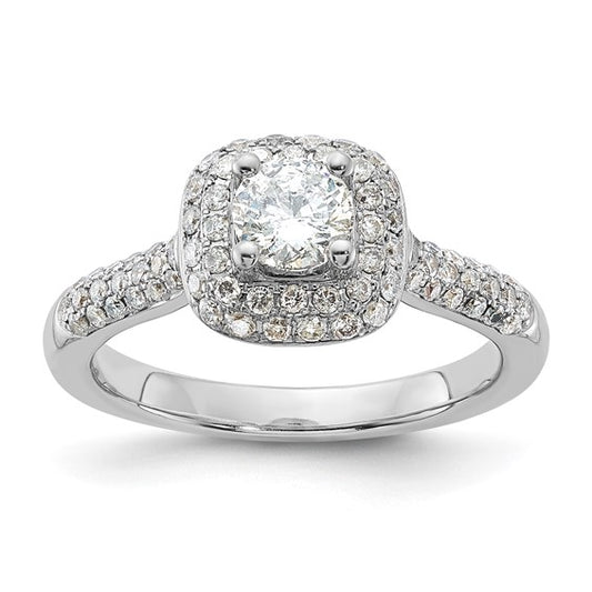 14k White Gold Diamond Cluster Halo Engagement Ring