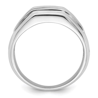 14k White Gold Mens Double Row Diamond Ring