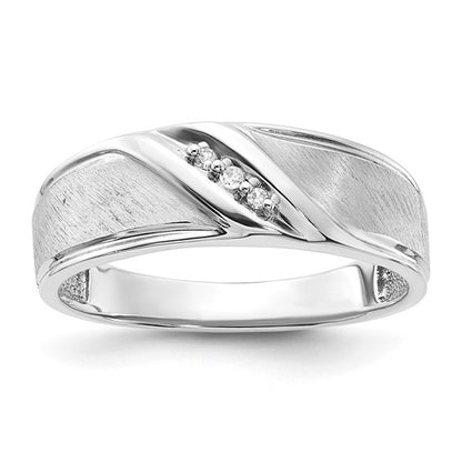 10K White Gold Polished and Brushed Diamond Ring