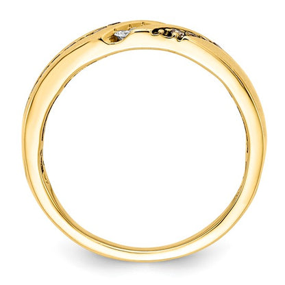 10k Polished and Satin White and Brown Diamond Men's Ring